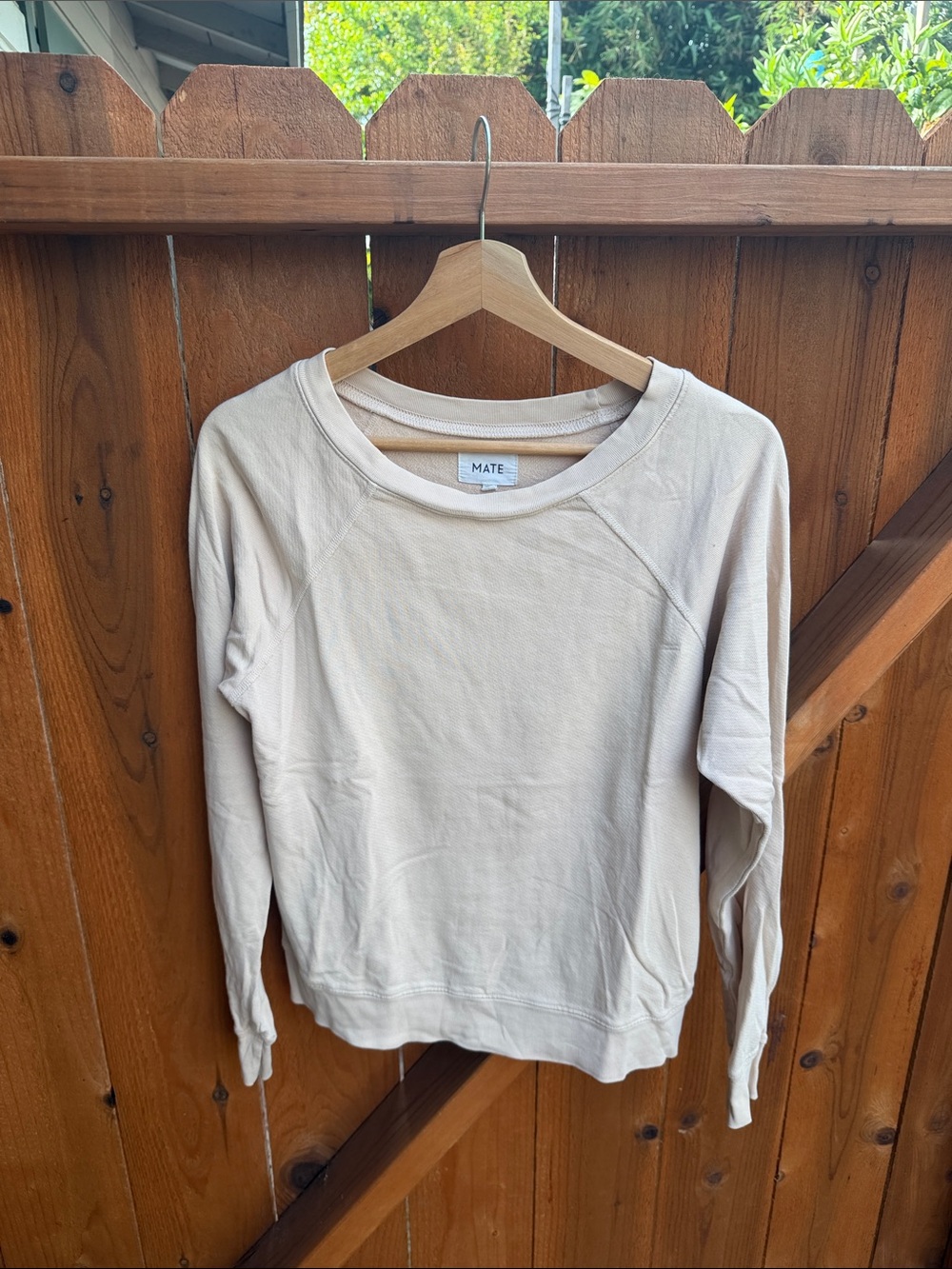 Mate organic cotton Women's Cream Long-Sleeve Crewneck Top